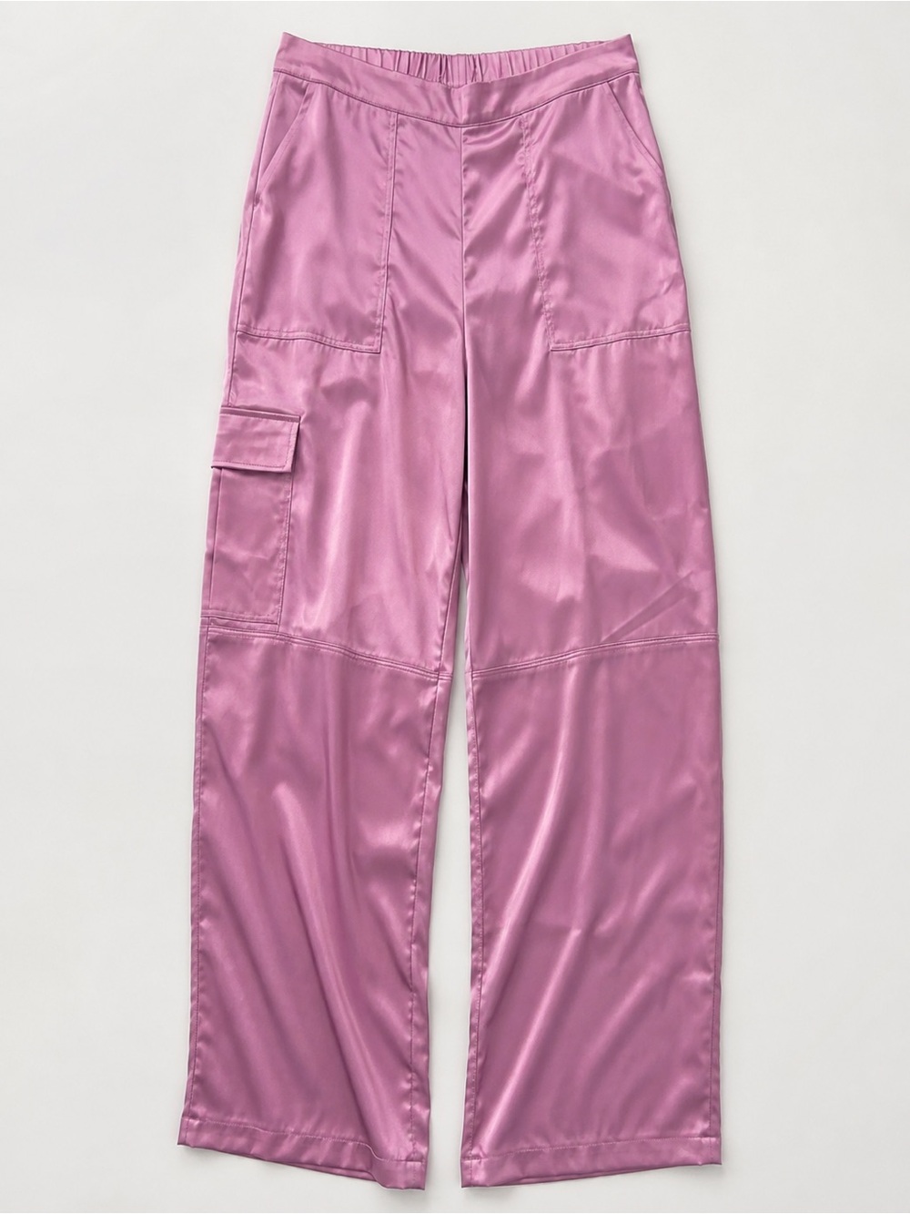 House of Harlow Pink Satin Cargo Wide Leg Pants XS (Fits XS–S) Y2K Barbiecore